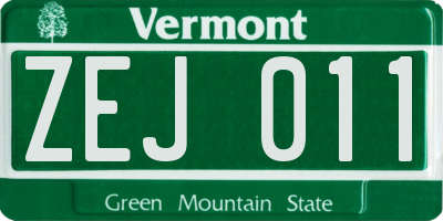 VT license plate ZEJ011