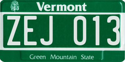 VT license plate ZEJ013