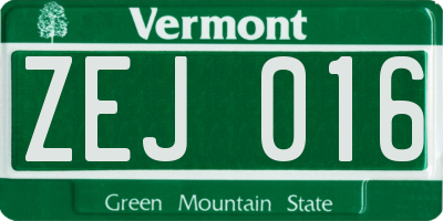 VT license plate ZEJ016