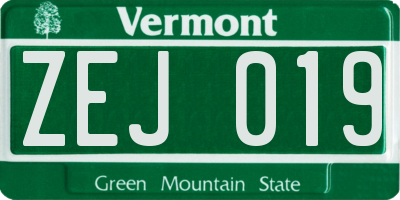VT license plate ZEJ019