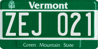 VT license plate ZEJ021
