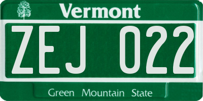 VT license plate ZEJ022