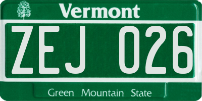 VT license plate ZEJ026