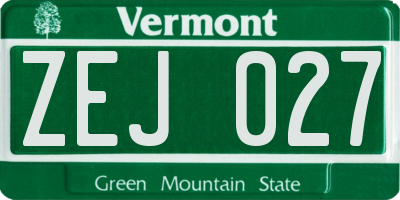 VT license plate ZEJ027
