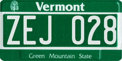 VT license plate ZEJ028