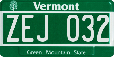VT license plate ZEJ032