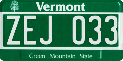 VT license plate ZEJ033
