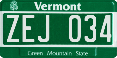 VT license plate ZEJ034