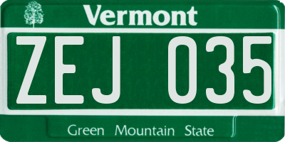 VT license plate ZEJ035