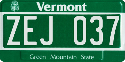 VT license plate ZEJ037