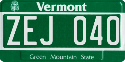 VT license plate ZEJ040