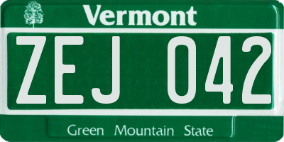 VT license plate ZEJ042