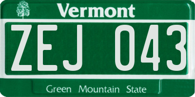 VT license plate ZEJ043