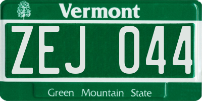 VT license plate ZEJ044