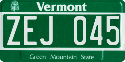 VT license plate ZEJ045