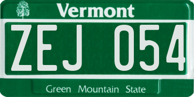 VT license plate ZEJ054