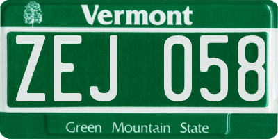 VT license plate ZEJ058
