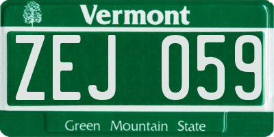 VT license plate ZEJ059