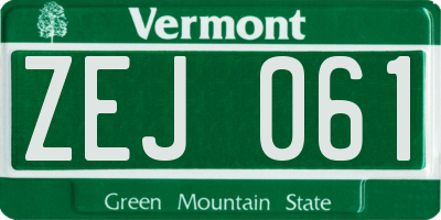VT license plate ZEJ061