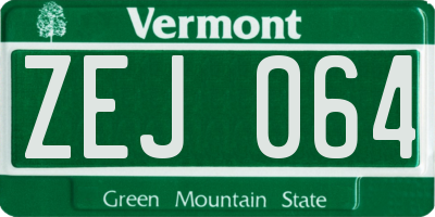 VT license plate ZEJ064