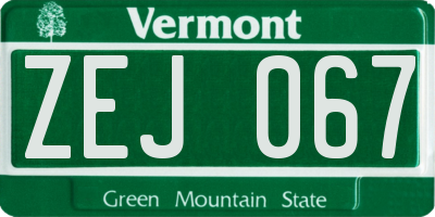 VT license plate ZEJ067