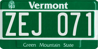 VT license plate ZEJ071