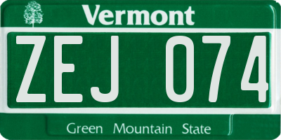 VT license plate ZEJ074