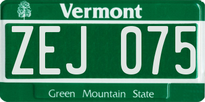 VT license plate ZEJ075