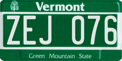 VT license plate ZEJ076