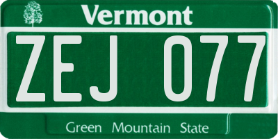 VT license plate ZEJ077