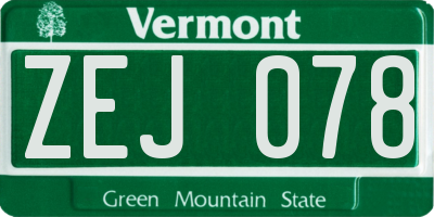 VT license plate ZEJ078