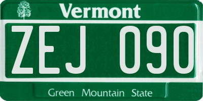 VT license plate ZEJ090
