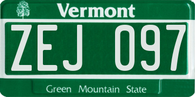 VT license plate ZEJ097