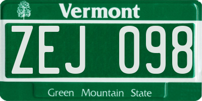 VT license plate ZEJ098