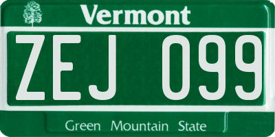 VT license plate ZEJ099