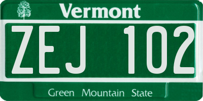 VT license plate ZEJ102