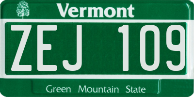 VT license plate ZEJ109