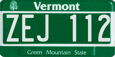VT license plate ZEJ112