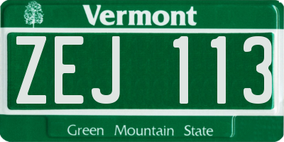 VT license plate ZEJ113