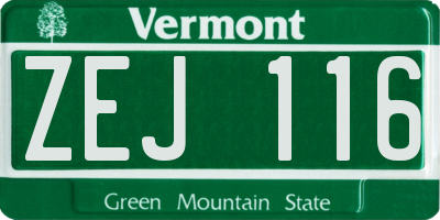 VT license plate ZEJ116