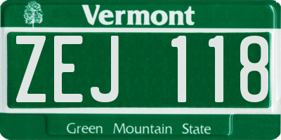 VT license plate ZEJ118