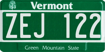 VT license plate ZEJ122
