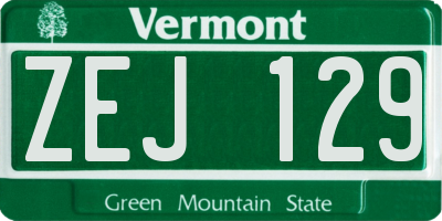 VT license plate ZEJ129