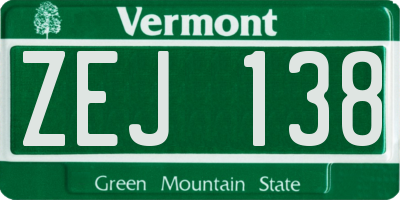 VT license plate ZEJ138