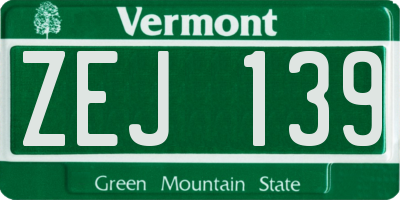 VT license plate ZEJ139
