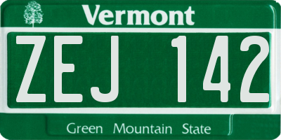 VT license plate ZEJ142