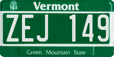 VT license plate ZEJ149