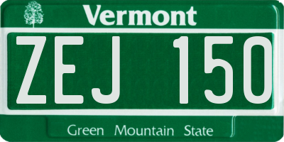 VT license plate ZEJ150