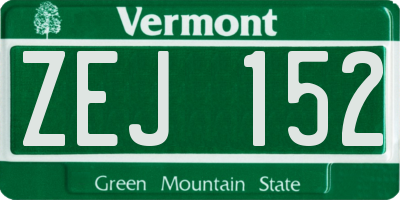 VT license plate ZEJ152