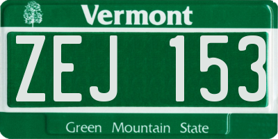VT license plate ZEJ153